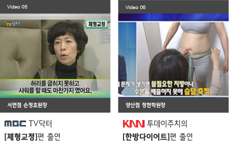 5. MBC TV닥터 - 체형교정 / 6. KNN투데이주치의 - 한방다이어트